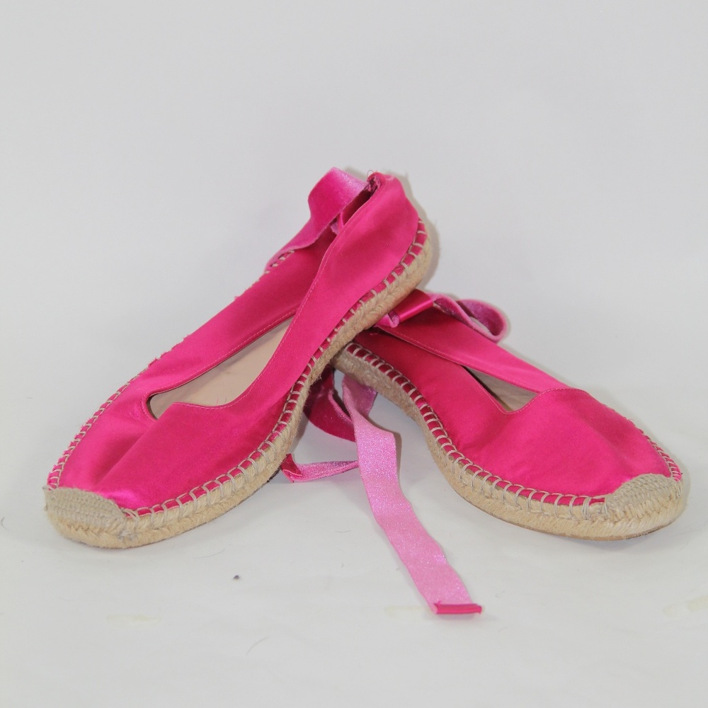 ZARA SATIN ESPADRILLES WITH VELVET TIES SZ 10
